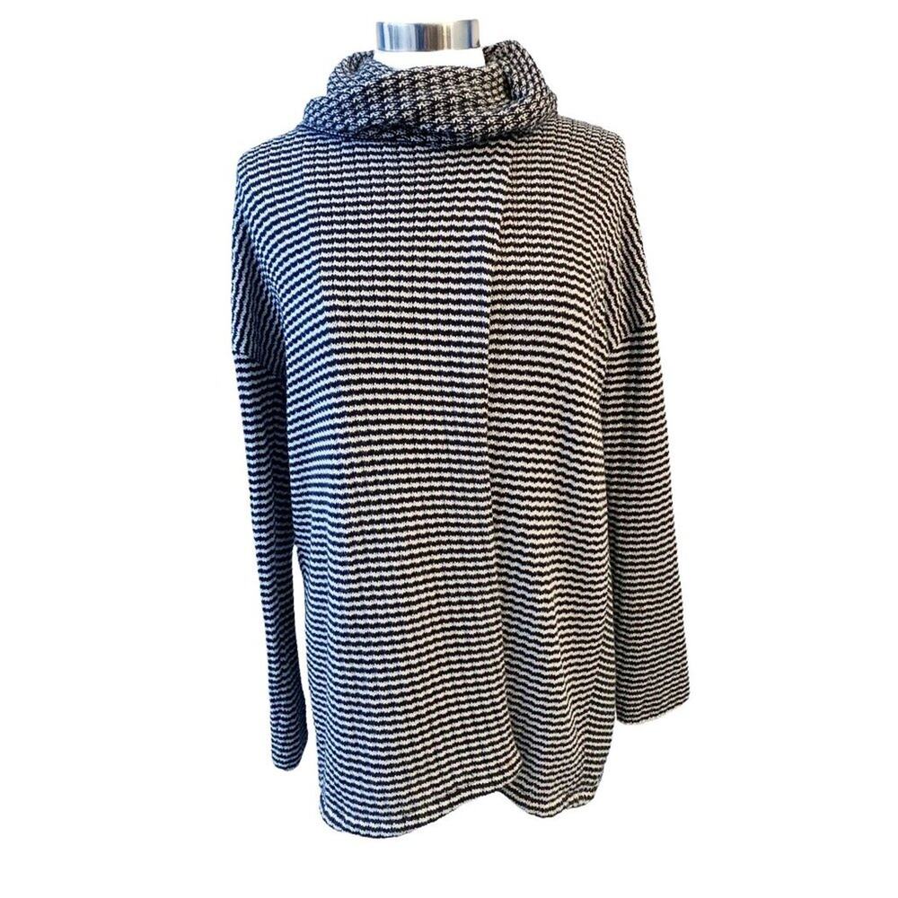 CAbi Fergie Split Turtleneck Striped Sweater Medium